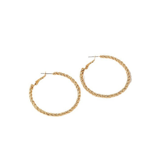 Fried Dough Twists Circle Earrings with Metal Texture - Vienna Verve Collection