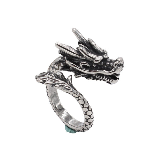 Personality Retro Chinese Dragon Titanium Steel Ring for Men