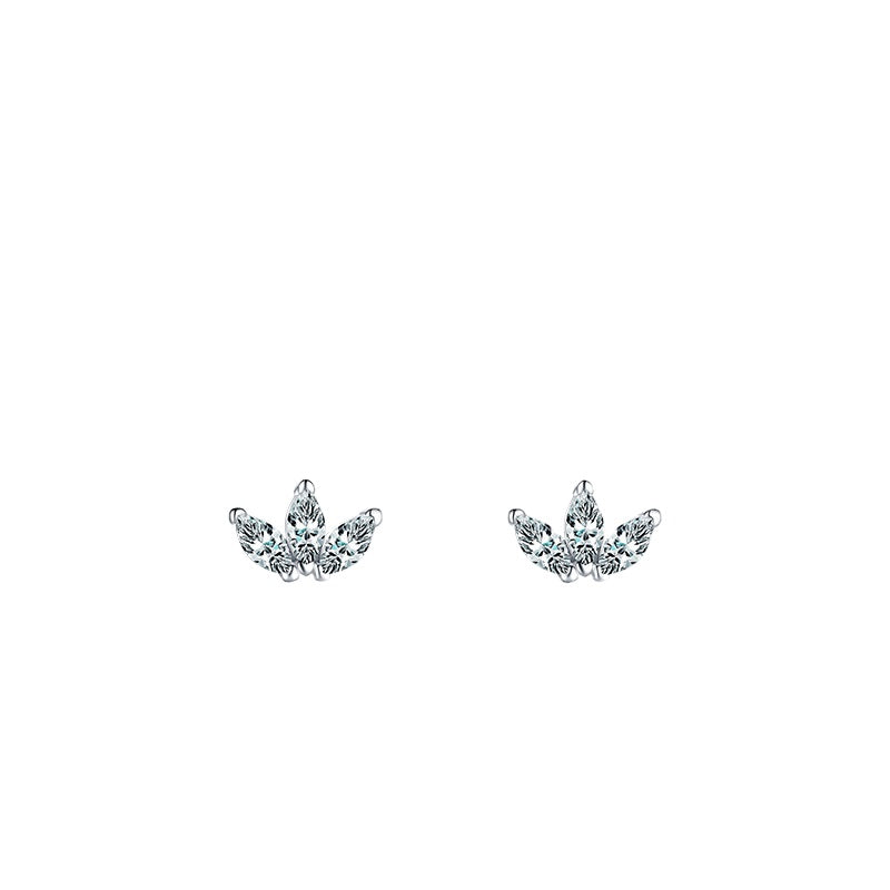 Exquisite Sterling Silver Crown Earrings with Zircon Gem