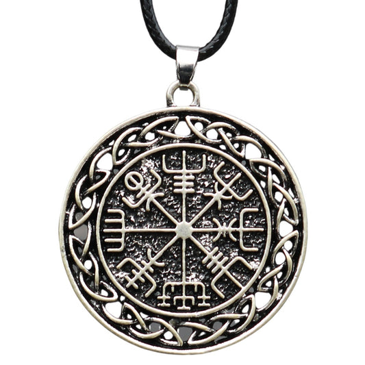 Viking Compass Metal Pendant Necklace for Men - Norse Legacy Collection