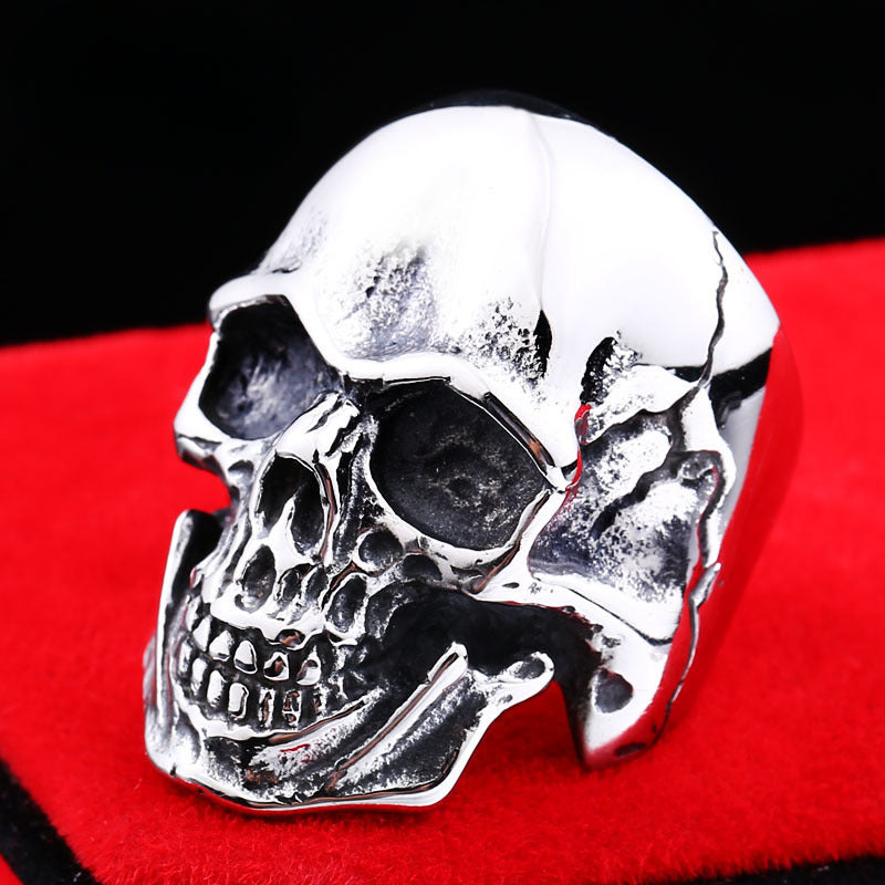 Rebellious Skull Motif Men's Titanium Steel Ring - Vintage Punk Jewelry Wholesale