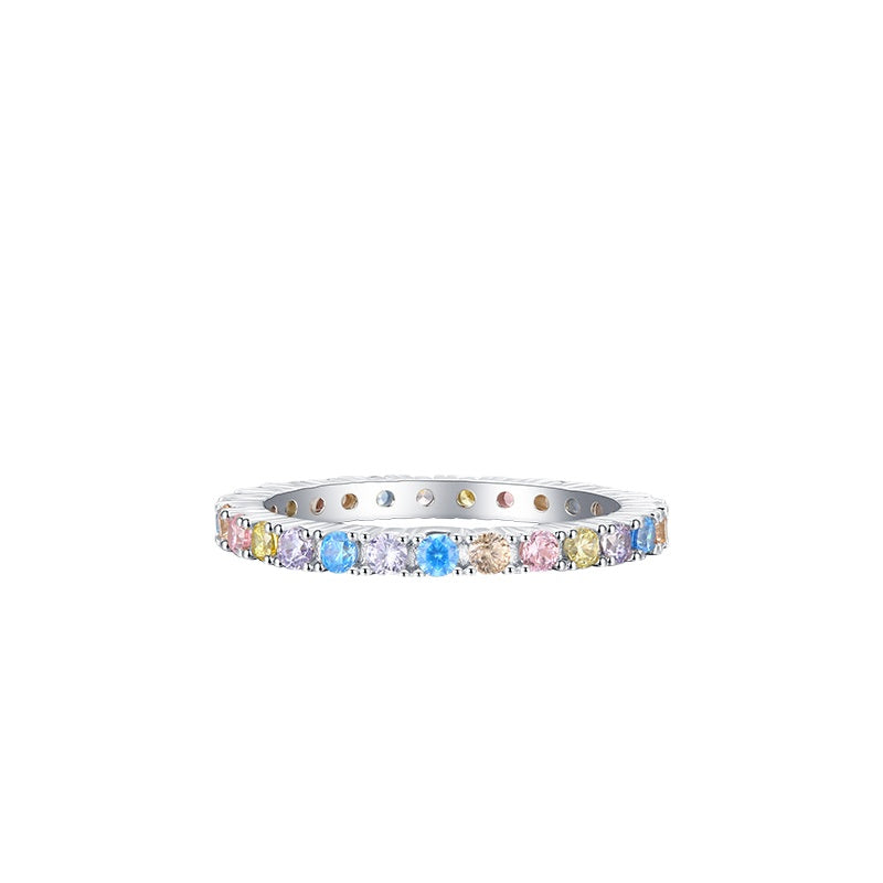 Everyday Genie Sterling Silver Rainbow Zircon Fashion Ring