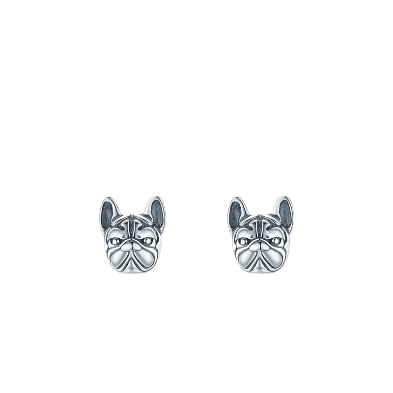 French Bulldog Stud Earrings in Sterling Silver