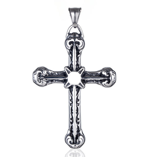 Latin Cross with Cross Star Titanium Steel Pendant for Men