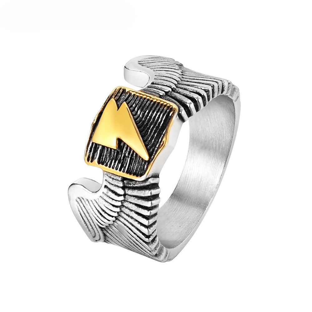 Retro Lightning Wings Titanium Steel Ring for Men - Wholesale Foreign Trade Jewelry