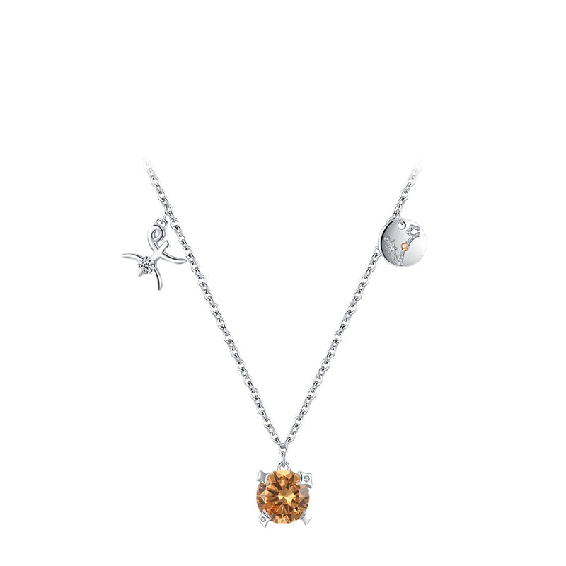 Sterling Silver Zodiac Necklace with Zircon Detail