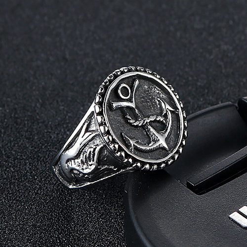 Trendy Retro Punk Titanium Steel Ring for Men - European and American Fashion Statement Jewelry