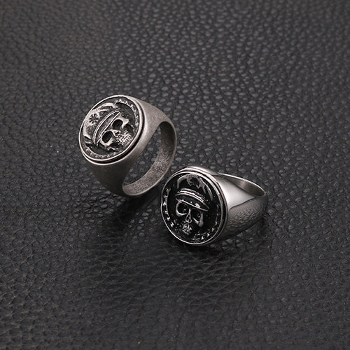 Personalized Retro Titanium Steel Skull Ring for Men - Korean Fashion Warlord Design