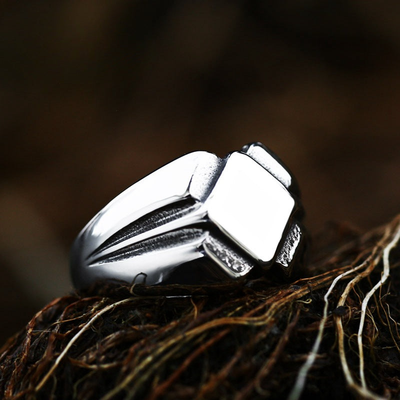 Retro Titanium Steel Men's Rhombus Ring for Wholesale - Cross-Border Trade in Europe and the USA