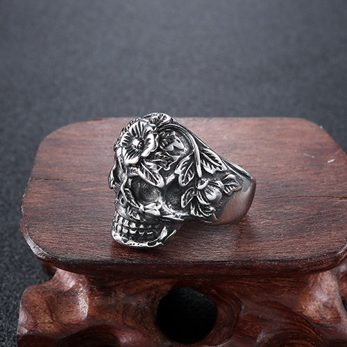 Customizable Stainless Steel Skull Ring for Men, Punk-Inspired Religious Totem Jewelry in European and American Style