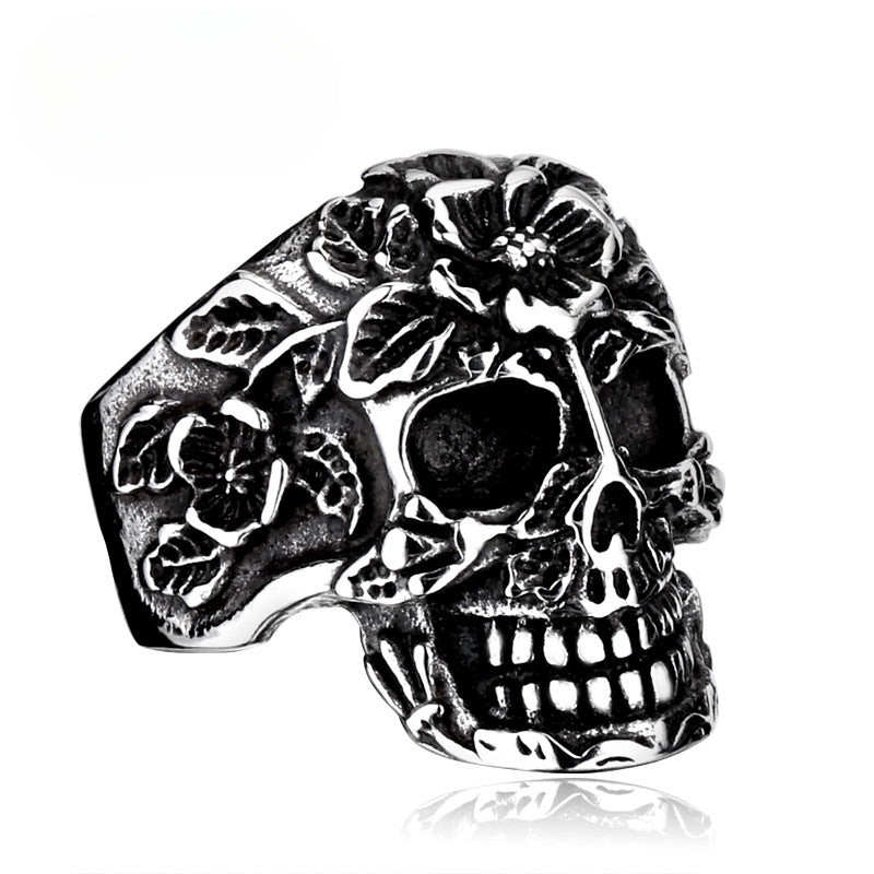 Titanium Steel Skull Ring for Men - Non-Mainstream Punk Hipster Wide Design, Available in Sizes 7-13