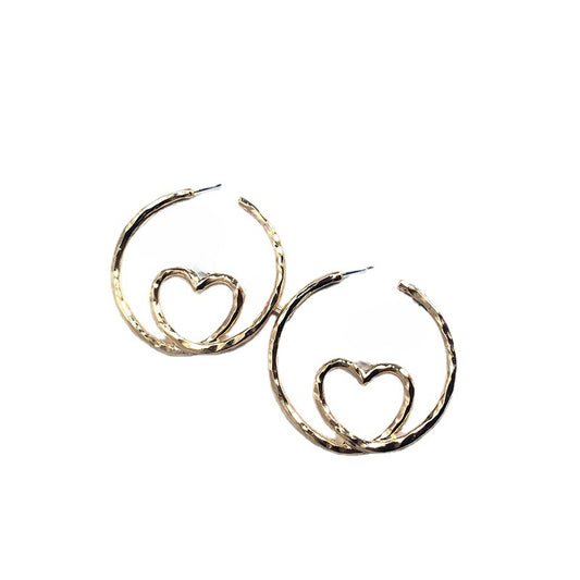 Exaggerated Peach Heart Earrings from Vienna Verve - Trendy Cross-Border Jewelry