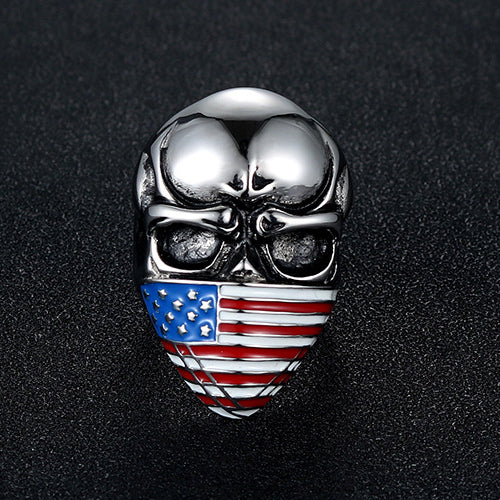 Retro American Flag Skull Titanium Steel Ring for Men - Personalized Fashion Jewelry