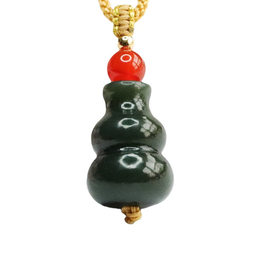 Black Jade Gourd Necklace Made with Natural Hotan Stone