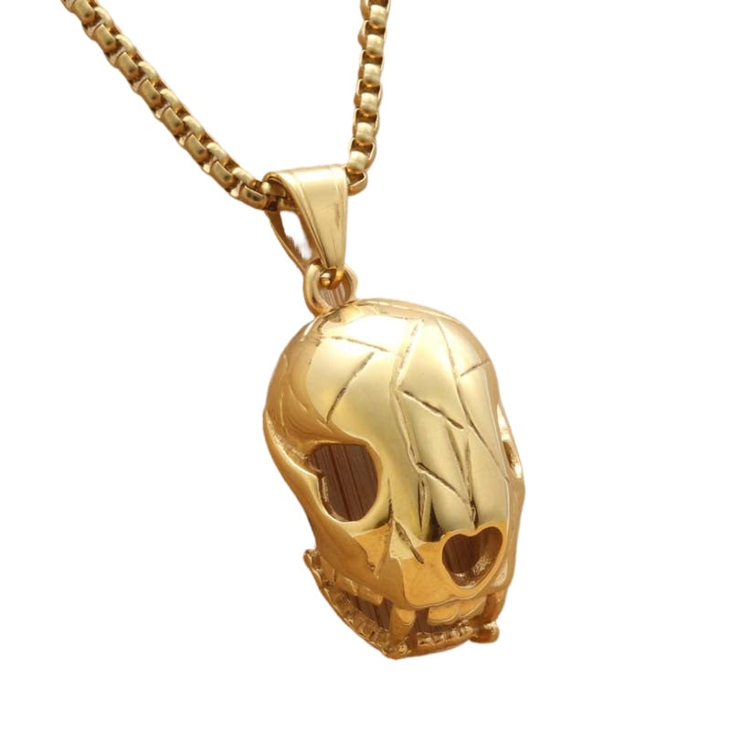 Personalized Titanium Steel Skull Pendant Necklace for Men - Retro Punk Animal Head Design