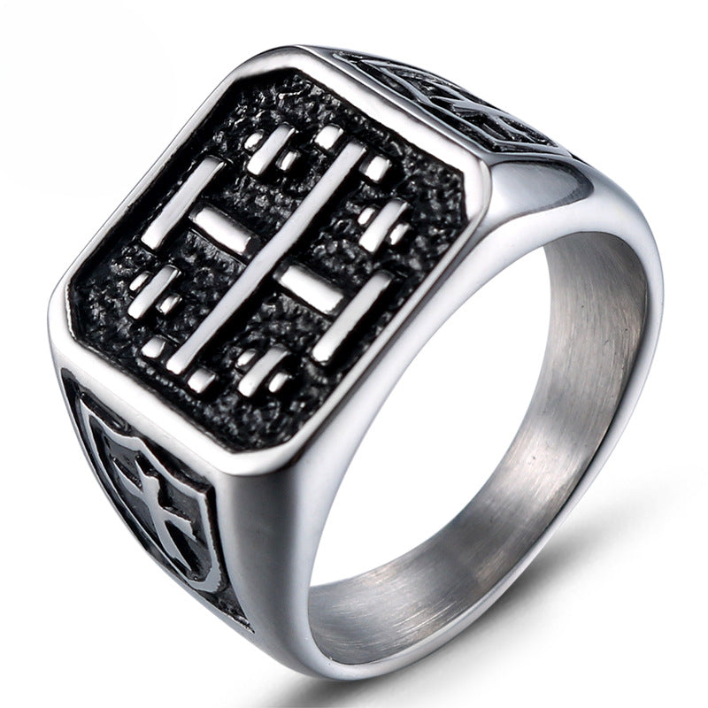 Stylish Titanium Steel Punk Ring for Men - Retro European and American Fashion