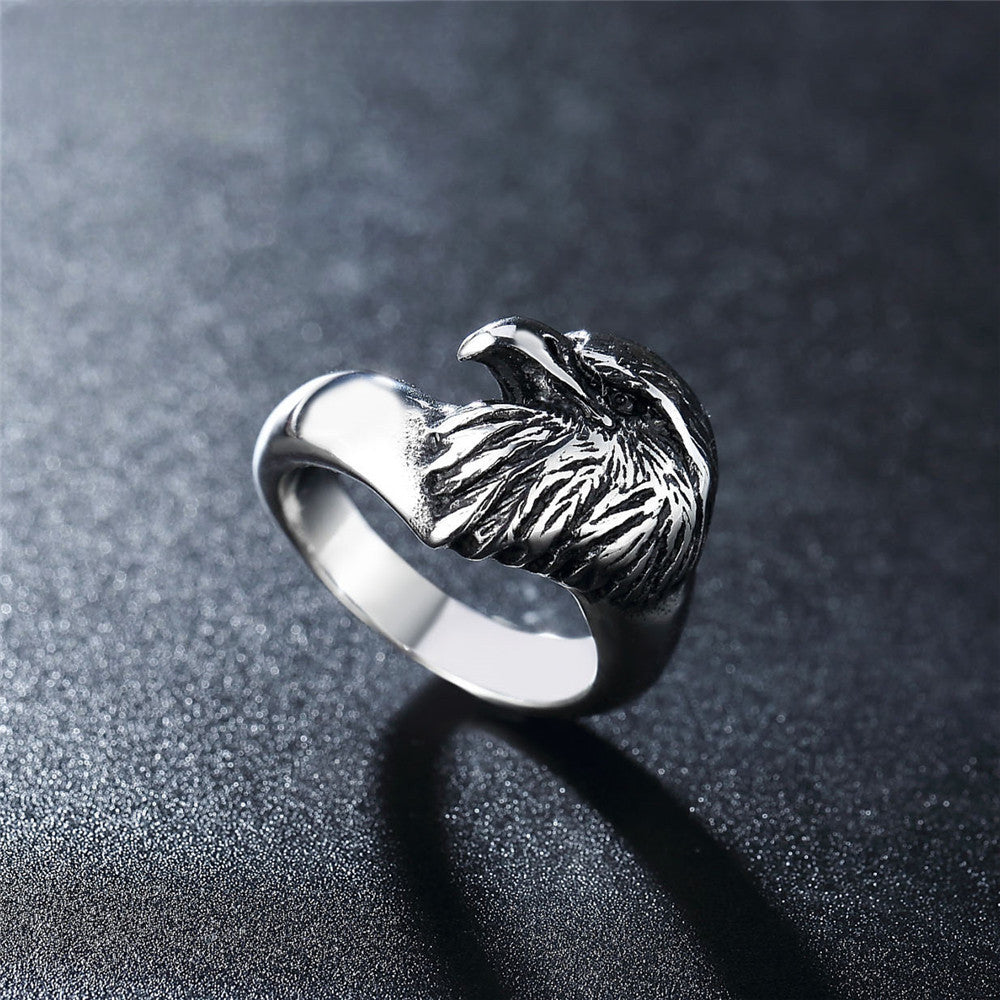 Vintage Cool Eagle Titanium Steel Ring for Men