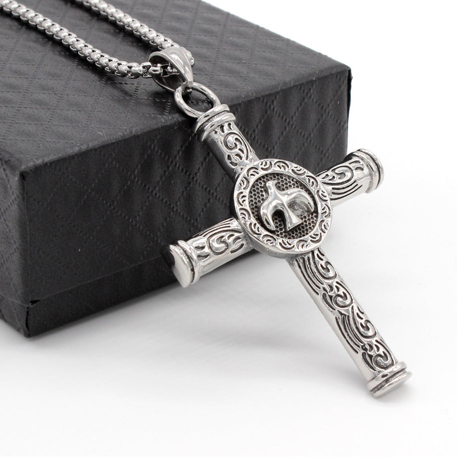 Peace Dove Celtic Cross Titanium Steel Necklace for Men