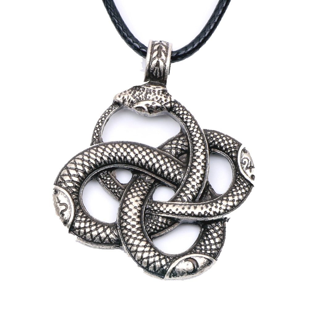 Norse Legacy Snake Rune Protector Necklace - Metal Pagan Pendant