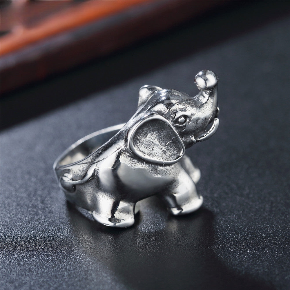 Elephant Titanium Steel Ring for Men