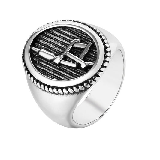 Creative Engine Drill Titanium Steel Ring for Men, Retro Personalized Foreign Trade