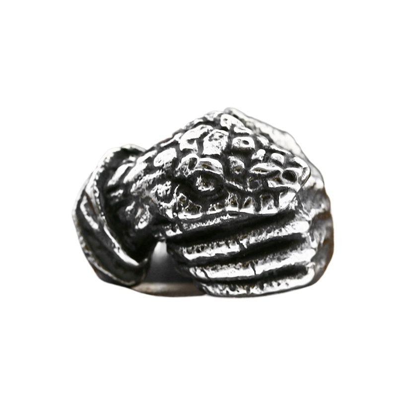 Retro Punk Style Titanium Steel Skull and Bone Ring for Men - Wholesale Fashion Jewelry