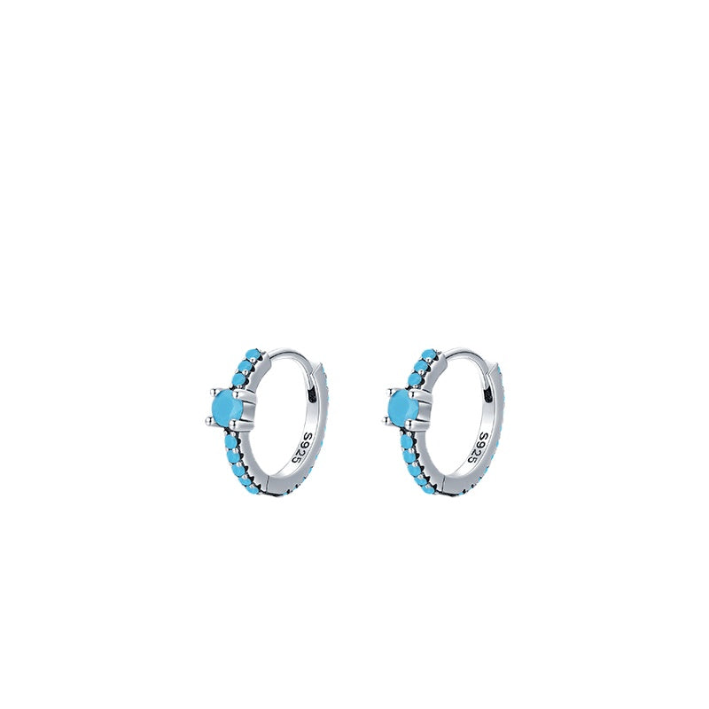 Retro Style Turquoise Earrings in Sterling Silver for Women - Trendy Fashion Jewelry