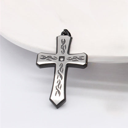 Totem Latin Cross Brushed Titanium Steel Pendant for Men