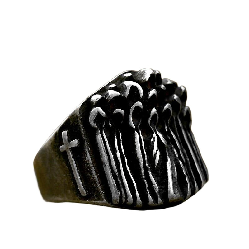 Titanium Steel Retro Punk Ring for Men - Cross-Border Death Cloak Design