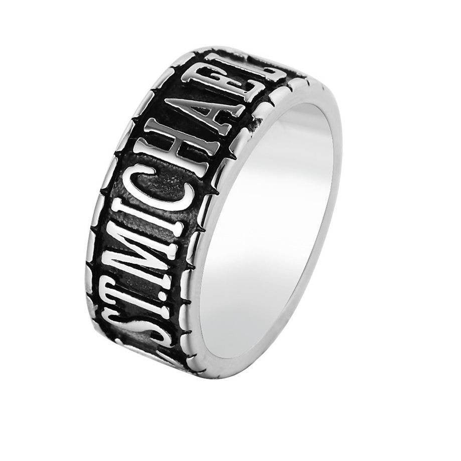 Customized Classic Round English Letters Men's Titanium Steel Ring Foreign Trade Jewelry