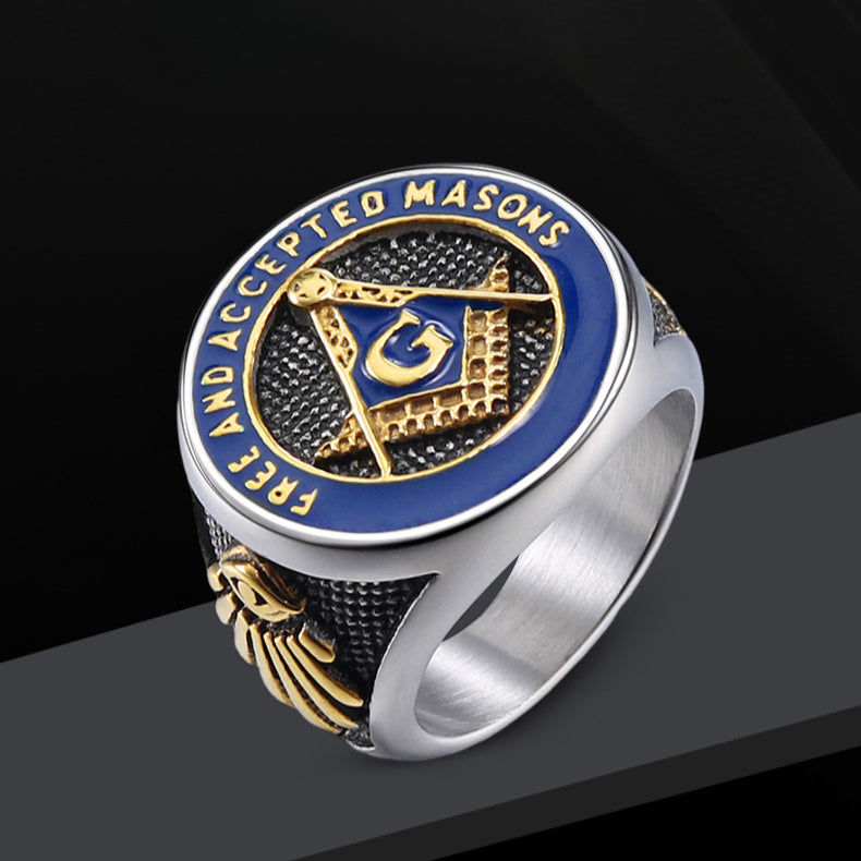 Titanium Steel Masonic Ring for Men - Punk Retro Fashion Statement Piece