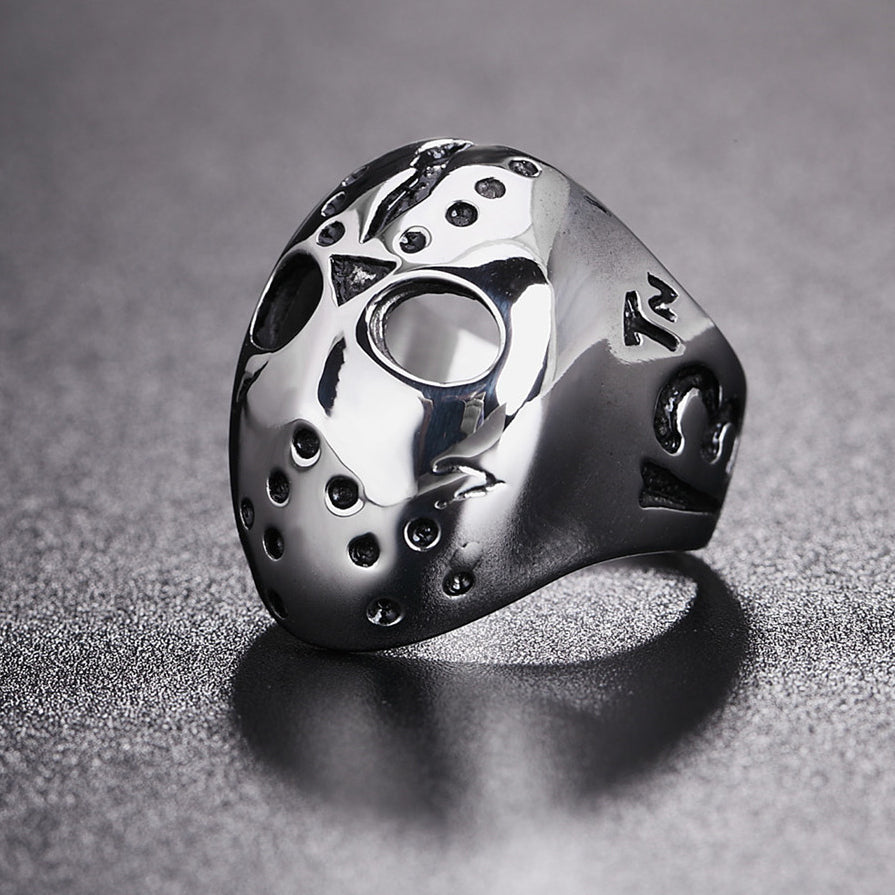 Punk Jason Mask Titanium Steel Ring for Men