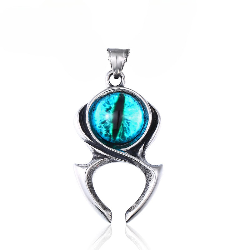 Wholesale Men's Dynamic Sky Blue Eye Pendant - Personalized Punk Accessories in Stainless Steel