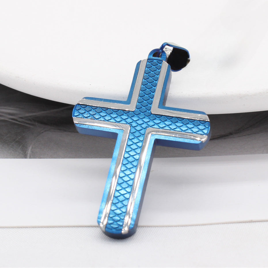 Mesh Pattern Latin Cross Titanium Steel Pendant for Men