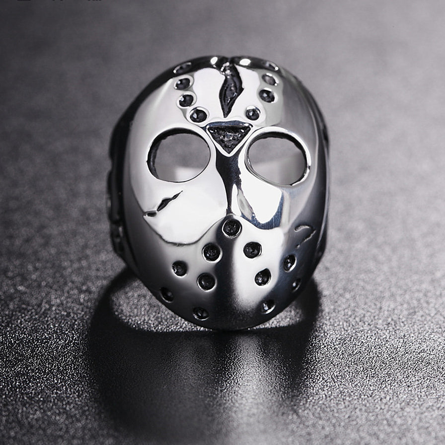 Punk Jason Mask Titanium Steel Ring for Men