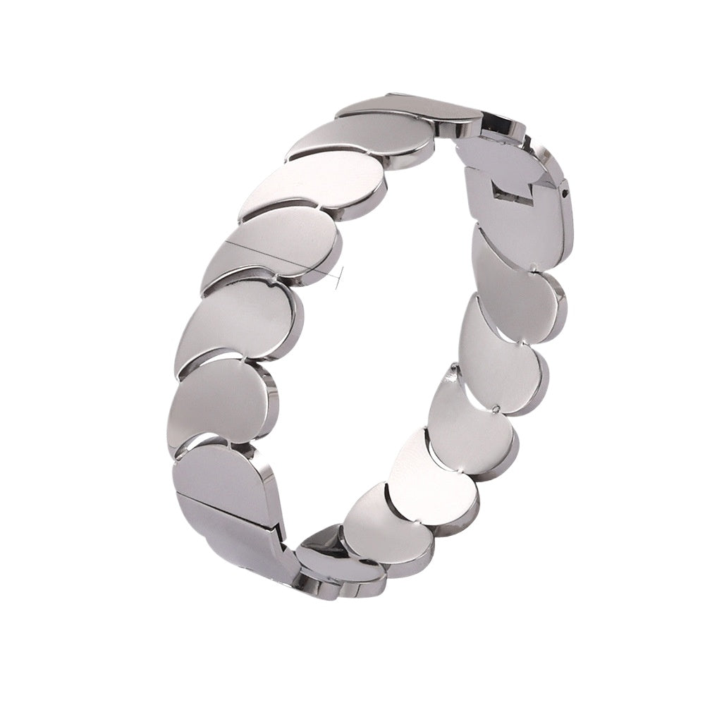 Geometric Water Drop Titanium Steel Bracelet with Bright Multi-Layer Design