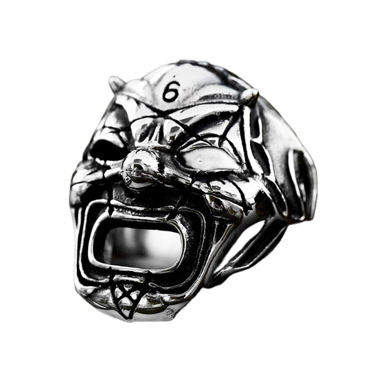 Titanium Steel Punk Hip Hop Men's Ring with Clown Skull Mask Design - Wholesale Available