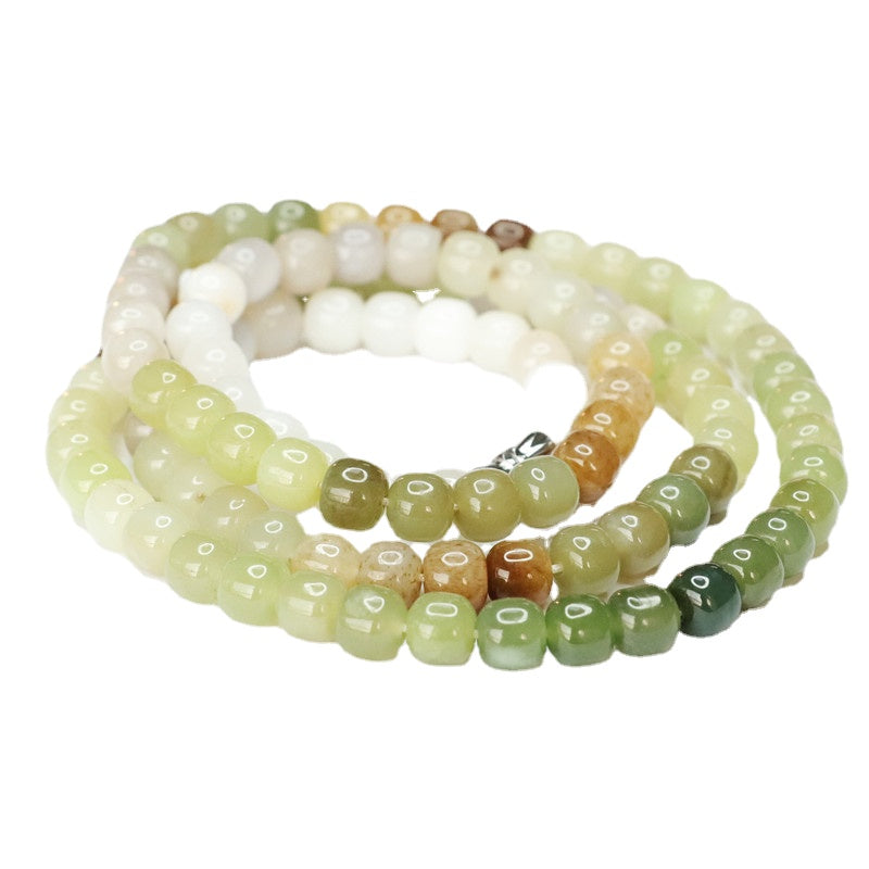 Natural Hotan Jade Colourful 108 Buddha Beads Necklace Beads Jewelry