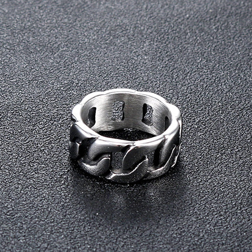 Men's Personalized Titanium Steel Locomotive Style Ring - European and American Fashion Chain Design