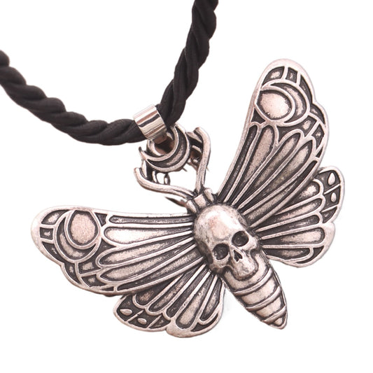 Gothic Butterfly and Skull Pendant Necklace - Norse Legacy Collection