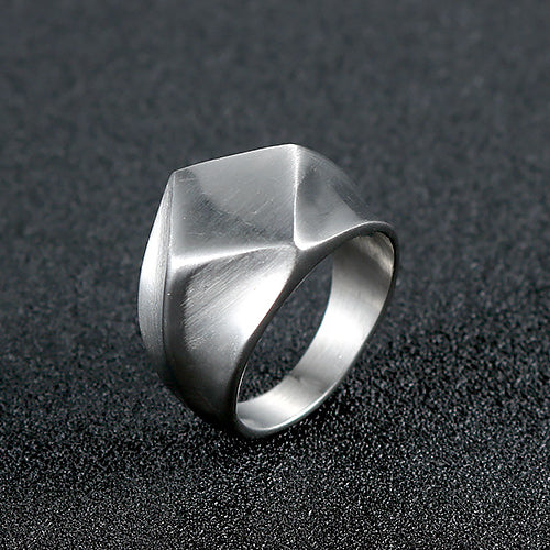 Stylish Men's Rhombus Design Titanium Steel Ring - Brushed Smooth Finish