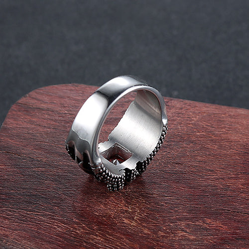 Retro Domineering Titanium Steel Ring with Paw Red Zircon for Men