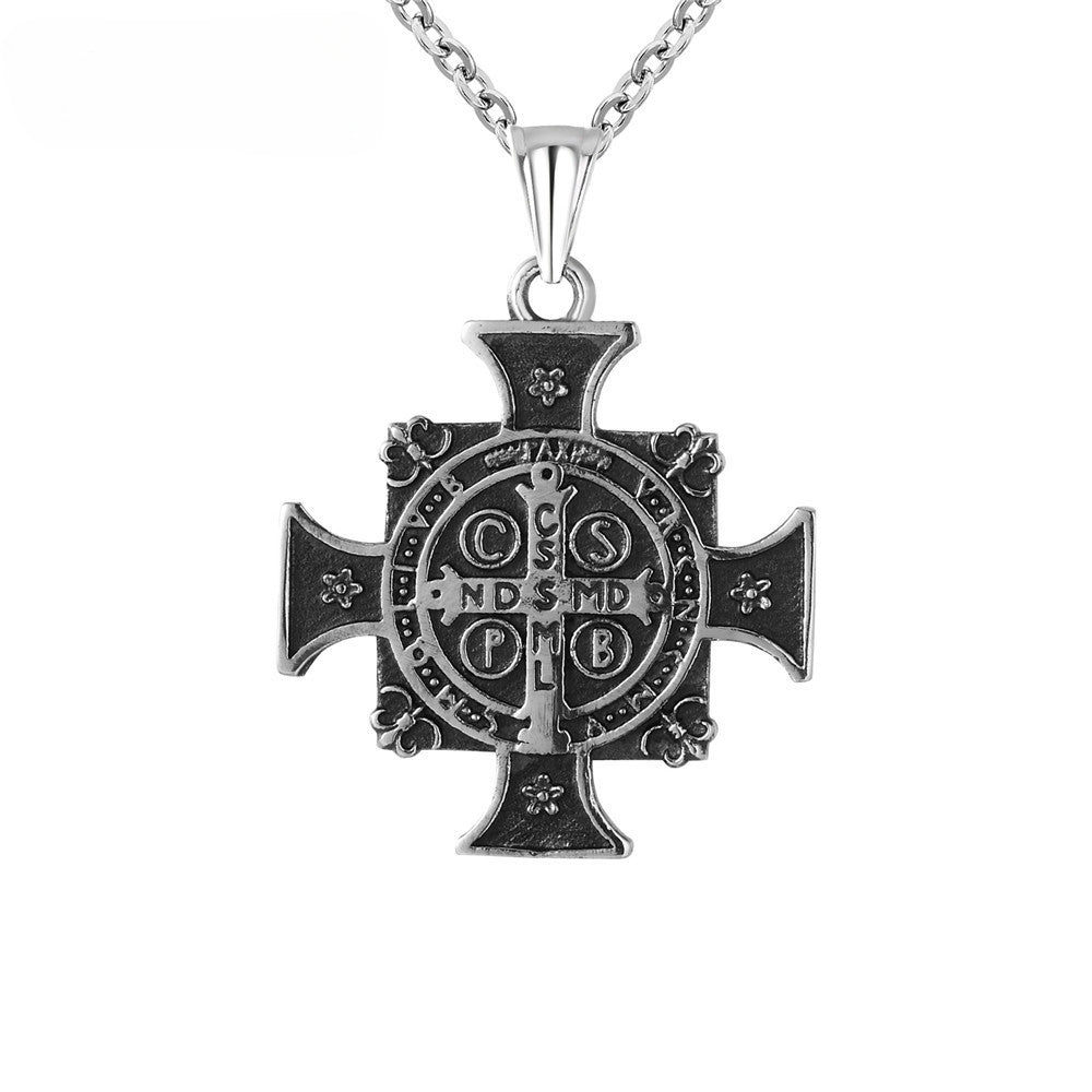 Exorcism Quadrate Cross Titanium Steel Necklace for Men