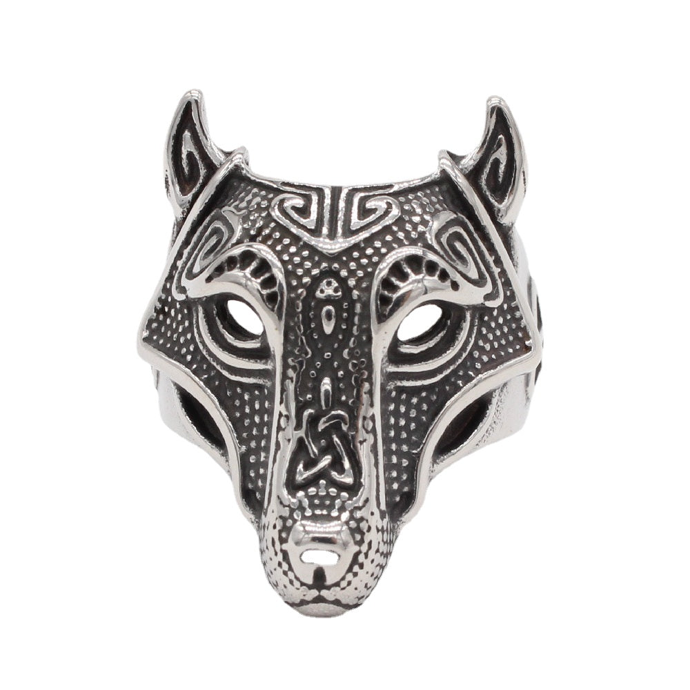 Totem Ice Wolf Titanium Steel Ring for Men