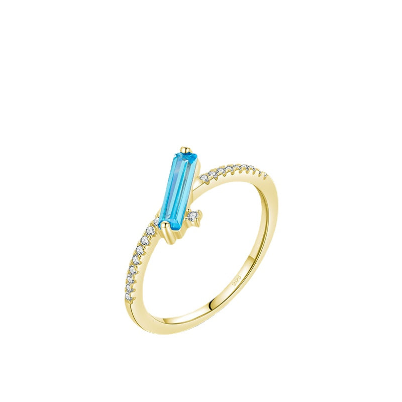 Everyday Genie Ring: Genuine Sterling Silver with Navy Blue Zirconium, Niche Design, Cool Style