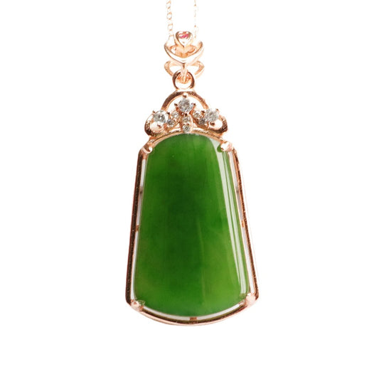 S925 Sterling Silver Trapezoid Hetian Jade Zircon Necklace Jewelry