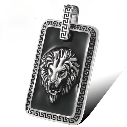 Titanium Steel Lion Head Pendant for Men - Retro European and American Fashion Jewelry