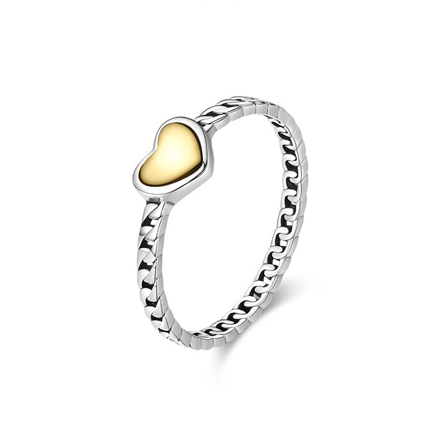 Niche Design Heart-Shaped Sterling Silver Love Ring