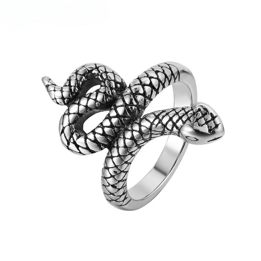 Punk Snake Titanium Steel Ring for Men