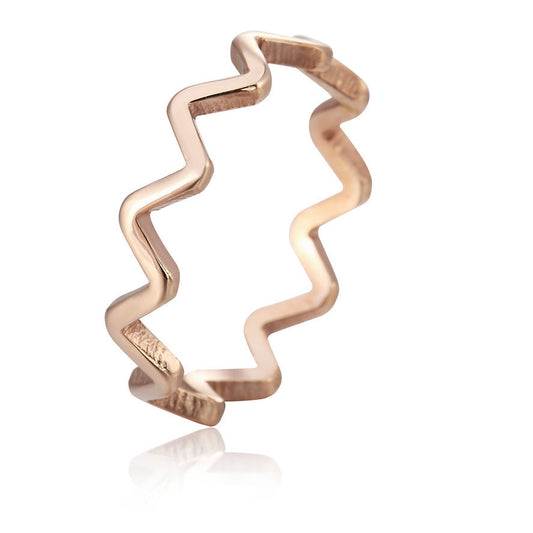 Everyday Genie Titanium Steel Rose Gold Water Wave Ring